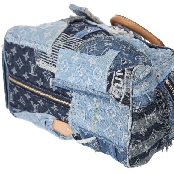 Louis Vuitton Speedy 30 Monogram Denim Patchwork Handbag M95380 Blue - Picture 9 of 11